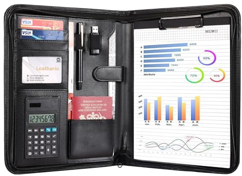 Leathario Portfolio A4 Conférencier Pour Bureau Porte Document Chemise De Dossier Agenda D'affaire En PU Pour Directeur