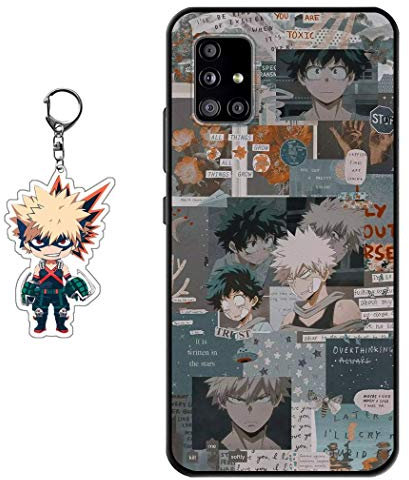 Staremeplz Hülle für Samsung Galaxy A51 Anime Handyhülle [Mit Schlüsselbund] Cartoons Silikon Sanft Bumper Case Hülle für Samsung Galaxy A51