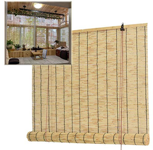 Jolan Bambus Vorhang Schilf,Bambusrollo Blickdicht,Wetterfest,Sonnenbeschattender Strohvorhang,Natural Reed Vorhang Rollo,Breit 50 cm 60 cm 70 cm 80 cm 90 cm 100 cm 180 cm,130x220cm/51x86.5in