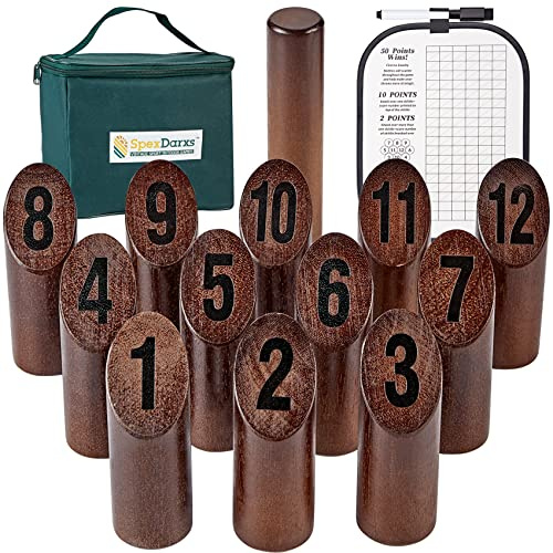 SpexDarxs Numbered Block Tossing Game, Wooden Throwing Game with Scoreboard, Outdoor Backyard Lawn Game for Teens and Adults