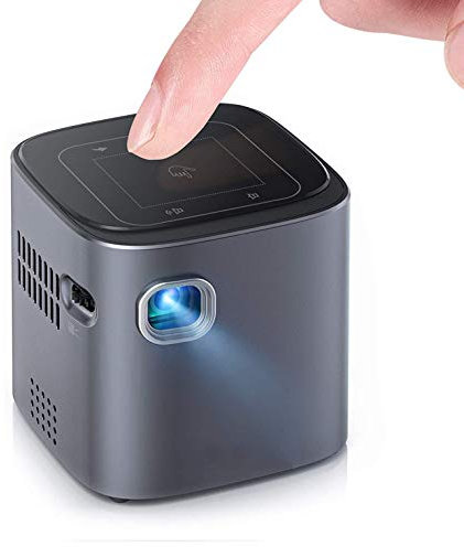 LMEILI Mini Projector with Bluetooth and 1080P Supported, Rechargeable DLP Wi-Fi Pico Projector with Android 7.1, HDMI, USB