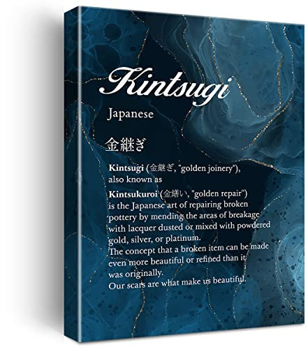 Kintsugi Definition-Kunstdruck auf Leinwand, Heimbüro-Dekoration, japanisches Kintsukuroi-Definition-Gemälde, 30,5 x 38,1 cm, gerahmt, fertig zum Aufhängen