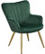 Yaheetech Modern Tub Chair, Velvet Fabric Living Room Armchair, Side Vanity Chair with Curved High Back and Thick Soft Padded Seat for Bedroom Makeup Reading Nook, Green