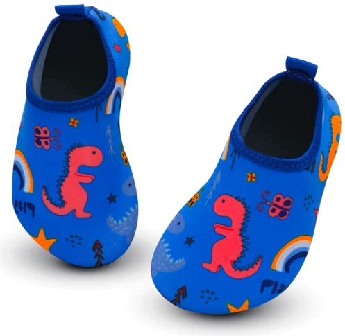 Kids Water Shoes Boys Girls Barefoot Soft Skin Quick Dry Non-Slip Swim Beach Shoes Toddler Lightweight Aqua Socks Pool Seaside Surf Garden Outdoor Sports Dinosaur 11/11.5 UK Child