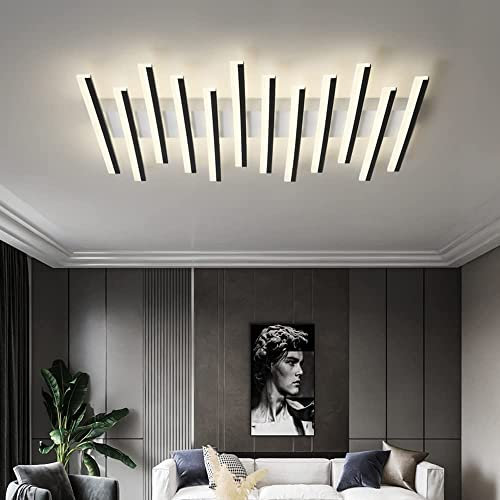 Huilefu LED Deckenleuchte mit Fernbedienung Dimmbar Modern Kreative Blumen Designe Deckenlampe Wohnzimmerlampe Schwarz Groß Jugendzimmer Decken Leuchte Schlafzimmer Arbeitszimmer Büro (A-90CM)