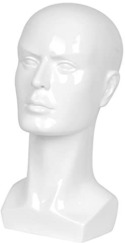 VILLFUL Männlicher Kosmetikmodell Kopf aus Polypropylen Stabiler Schmuckmannequin für Perücken und Hüte zur Präsentation und Aufbewahrung im Display