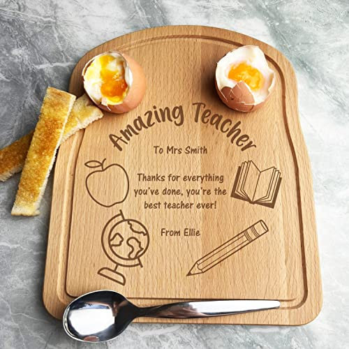 Apple Globe Thanks Amazing Teacher Personalised Bread Egg Breakfast Board