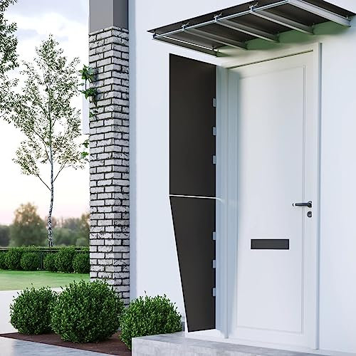 RAUGAJ 2 Piece Side Panels for Door Canopy Black Tempered Glass,Item colour-Black
