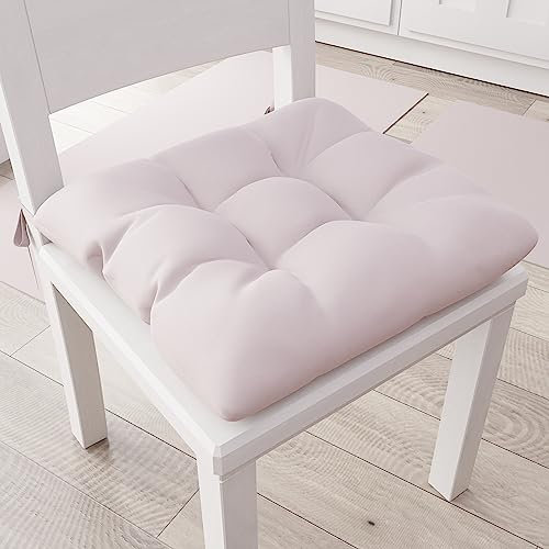 PETTI Artigiani Italiani - Cuscini per Sedia Cucina, Set 6 Cuscini per Sedie Cucina, Coprisedie Cucina in Cotone con Laccetti, Cipria, 100% Made in Italy