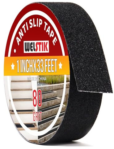 WELSTIK Heavy Duty Anti Slip Tape,Grip Tape,Friction,for Staircase Step Treads,Indoor,Outdoor Black,25mmx10m