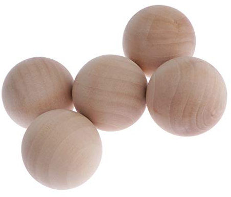5 x Hartholz-Kugeln aus massiver natürlicher Buche, zum Basteln, 50 mm