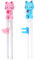 Kids Training Chopsticks, Cute Kitten Chopsticks Reusable Silicone Chopsticks with Guide Practice Heat Resistant Toddler Chopsticks Helper for Kids Beginners (Blue+Rose)