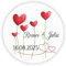 MameArt 50stk 4cm Personalisiert Hochzeit Aufkleber, Blumen Doppelte Herzen mit Namen Datum, Sticker für Hochzeit Gastgeschenk Taufe Geburtstag Feste Geschenke Präsente (Kranz G)
