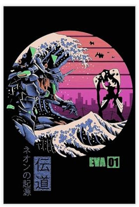 yiili Anime-Neon-Poster Genesis Evangelion (11), Leinwand-Poster, Schlafzimmer-Dekor, Sportlandschaft, Büro, Raumdekoration, Geschenk, ungerahmt, 30 x 45 cm