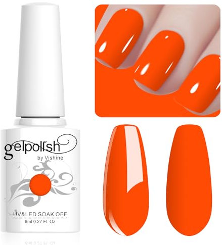 Vishine Smalto Gel Fluorescente Arancione, 8ml - UV LED Nail Art Manicure per Donne e Ragazze #061