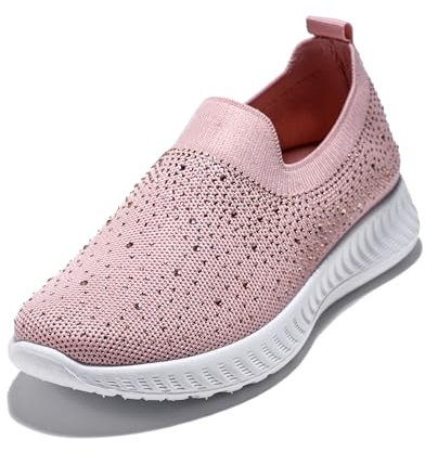 JOMIX Scarpe Donna Senza Lacci Eleganti Sneakers Casual Sportive Comode da Ginnastica Scarpe Traspirante Leggere da Camminata Fitness Palestra SD9134 Rosa 39