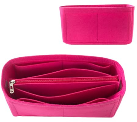 Mausouca Filz-Handtaschen-Organizer mit Reißverschluss, Taschenorganizer-Einsatz für Damen, perfekt für carrycall Neverfull Tote (Tiefrosa, groß)