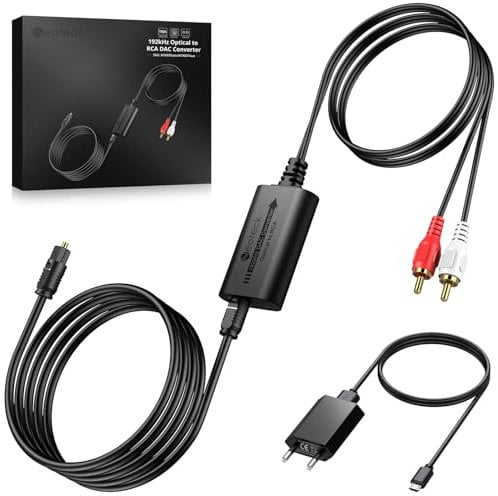 Neoteck 192kHz DA Wandler DAC Konverter mit Bluetooth 5.1 Empfänger 2,1m Optisches zu RCA Kabel mit Eingebauter Audio-Verstärker-Chip Optischer für Set-Top-Box HDTVs
