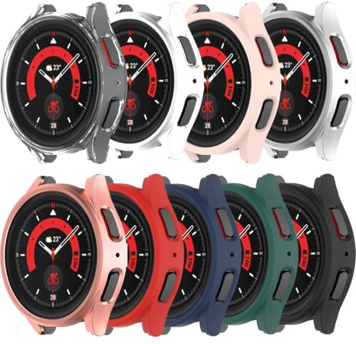 Kompatibel mit Samsung Galaxy Watch 5 Pro 45mm Hard PC Schutzhülle Edge Protector Bumper Frame Abdeckung Stoßfeste Schutzhülle für Galaxy Watch 5 Pro 45mm (9pack)