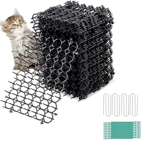 Cat Spikes Mat, 20pcs 15cmx20cm Cat Repellent Mat for Gardens, Plastic Anti Cat Spikes Mats with Flat Prickle for Dogs Cats Fox Wild Animal Used Fence, Indoor & Outdoor