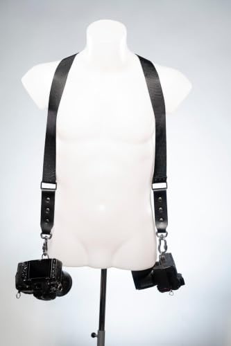 Nice One Double Camera Straps - Adjustable Fit with Quick-Release Buckles | High-Performance and Durable Straps | Classic Design with Power Easy| Made in Italy (Black, M/L)