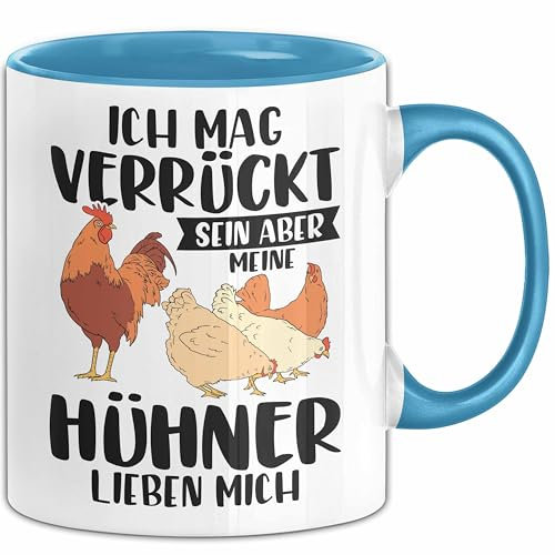Hühnerstall Tasse Hühner Hahn Bauernhof Bäuerin Geschenk Huhn Geschenkidee Kaffee-Becher (Blau)