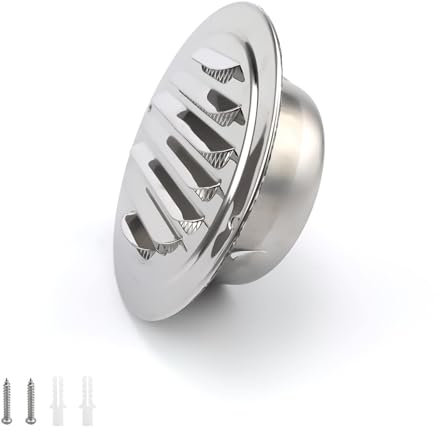 0XBIT Lüftungsgitter Edelstahl, Lüftungsgitter Rund 100 mm, Rundes Lüftungsgitter mit Insektenschutznetz, Belüftet und Atmungsaktiv, Wandgitter, für Garage und Lagerraum