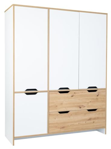 Arthur Berndt Kleiderschrank Maxim/Soft-Close Türdämpfung/Kreideweiß Artisan Oak