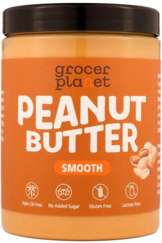 Grocer Planet - Burro di Arachidi Proteico Senza Zuccheri (1Kg) | Smooth Peanut Butter | 100% Arachidi | Naturale | Senza Olio di Palma | Senza Glutine | Senza Lattosio