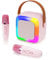 Kids Karaoke Microphone Machine Toy, Portable Bluetooth Speaker with 2 Wireless Microphone, for Kids, Birthday Gift for Girls Boys 3 4 5 6 7 8 9 10 Years Old（Pink）