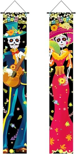 Zghhc Tag Der Dekorationen Veranda Schild Tür Banner, Dia De Los Muertos Dekor Halloween Willkommen Hängende Tür Flagge Indoor Outdoor Dekor