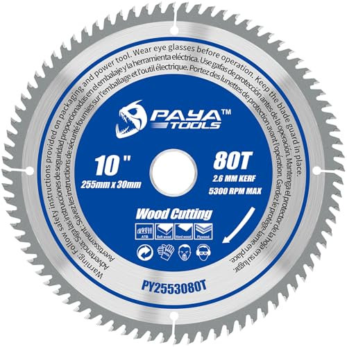 PAYA TCT PY2553080T Lame de scie circulaire, diamètre : 255 x 30 mm, 80 dents, accessoires, scie, bricolage, coupe du bois de chauffage, pour palettes, bois avec clous, etc