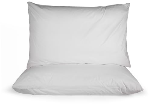 1 Paar Kissenbezüge aus reinem Perkal aus 100 % Baumwolle | Größe 60 x 90 cm | Verkauf in 2 Größen | Farbe Weiß
