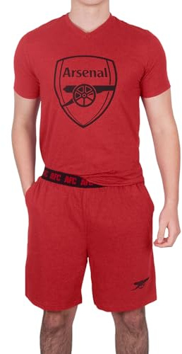 Arsenal FC Official Football Mens Loungewear Short Pyjamas Red Marl Small