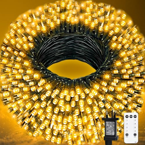 Christmas Tree Lights Outdoor, 80m 800LEDs Fairy lights Plug in 8 Modes, Waterproof Warm White Fairy Light Mains Powered with Remote Timer, Indoor Outside Xmas Light for Garden Party Xmas Decorations