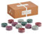 PartyLite Festive Folklore Lot de 12 bougies chauffe-plat – Cerise bourbon, sauge des Alpes, pin des Highlands, prune ambre noire | Durée de combustion de 4 à 6 heures par bougie chauffe-plat