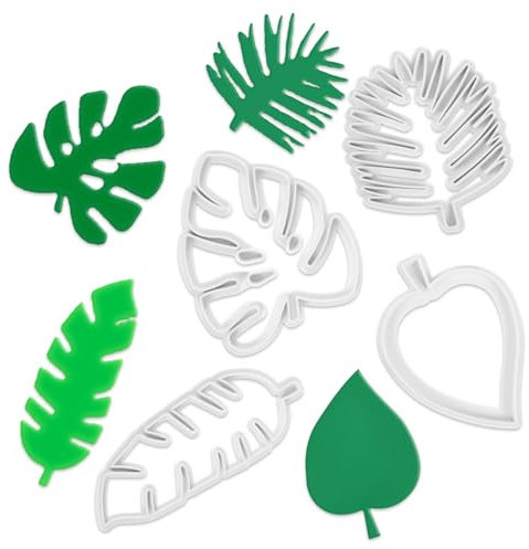 4 Pcs Tropical Leaf Cookie Cutter, Hawaiian Palm Tree Cutter Fondant Mold, Multipurpose Fondant Leaf Cutter For Gum Paste Cake Decorating Holiday Biscuit Cutter For Cookie Making