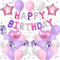 DazzJoy Happy Birthday Ballon Lila Rosa Set, Geburtstagsdeko Lila Rosa Ballons, Helium Luftballons Geburtstag Deko, Bunte Happy Birthday Luftballon für Kindergeburtstag Deko Mädchen, Frau Deko