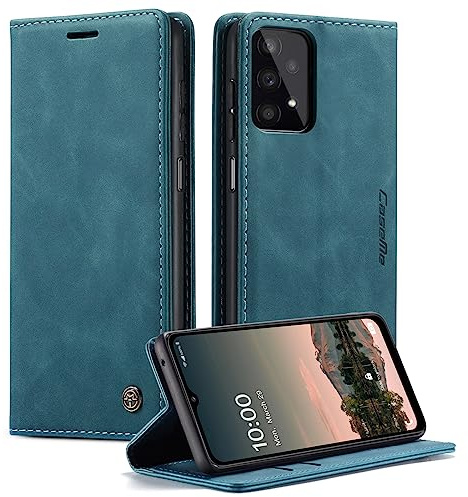 WJXEXRS Handyhülle für Samsung Galaxy A32 / M32 5G Hülle, Premium Klapphülle Leder Schutzhülle Klappbar mit Kartenfach Ständer Magnet Handytasche Standfunktion Flip Case Lederhülle Galaxy A32-Blaugrün