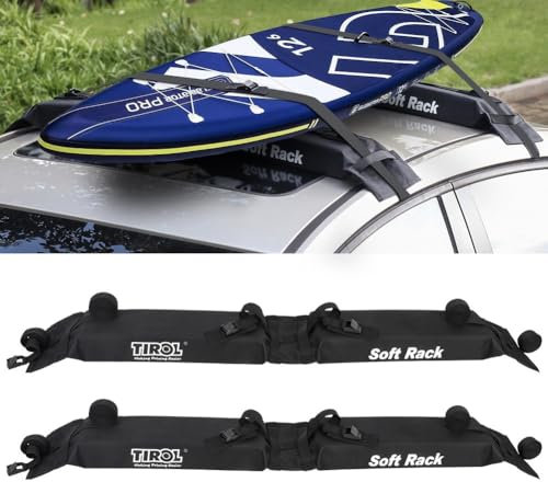 ZKSJFU Dachträger für VW Taigo Touran Tiguan CC Beetle Passat Jetta B6 B7 B8, Universal Dachgepäckträger - Dachträger Ohne Reling Weiche Gepäckträger, Mit Verstellbaren Und Stabilen Zurrgurten