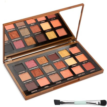 Palette de Fards à Paupières avec pinceaux de maquillage, 18 Teintes Pigmentées Mattes & Irisées Palette d'ombres à paupières, Rose Gold Palette d'ombres à paupières de couleur intense longue durée