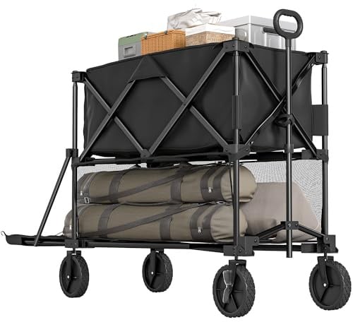 Outsunny Bollerwagen 115L zweistufig mit verstellbarem Griff, Bremse, 200kg