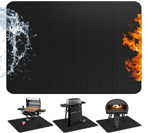 Tapis Barbecue Sol Exterieur,Tapis Ignifuge pour Brasero Exterieur Tapis Anti Feu Carré 65x48″Taille Extra Large Tapis Rond Exterieur Accessoires De Brasero Exterieur Barbecue