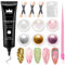 BISHENGYF 30G No Wipe 3d Nail Gel And Gold Chrome Nail Powders:Yellow/Silver Magic 6pcs Mirror Effect Pink Pearl Chrome Nail Powder,5d Embossed 3d gel for nails Art Decoration Home
