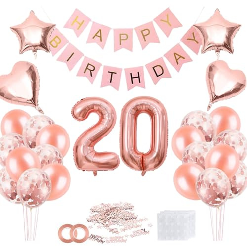 Luftballon 20. Geburtstag Zahl 20, Geburtstagsdeko, Riesen Folienballon, 32 Zoll Helium Ballons Geburtstagsdeko, Happy Birthday Folienballon Kinder Mädchen Junge