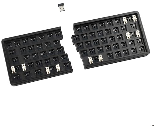YMDK W64 Kabellose Split-Tastatur, 2,4 GHz, 66 Tasten, ergonomisch, Hotswap-fähig, 60 % Layout, 3D-PLA-Phiole mit allen Tasten, programmierbar, unabhängiges Gaming-Tastatur-Set