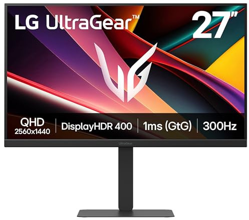 LG UltraGear G6 Gaming Monitor 27G640A-B, QHD 1440p IPS, 27 inch, 300Hz, 1ms GtG, HDR400, G-Sync & FreeSync Premium, Speakers, HDMI2.1, DP, USB-C, Black