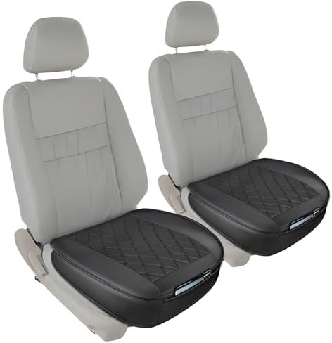 2 Pack Car Seat Covers PU Leather, Car Seat Protector for Front Seat Bottom with Storage Pocket, Anti-Slip Soft Seat Cushion for Driving, Car Seat Cover Front 2pcs, Universal Fit 95% Vehicle, Black