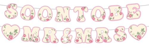 Soon To Be Mr & Mrs Banner, Vorgefertigte Brautparty Dekorationen mit Blumenherzen Romantische Verlobung Girlande für Junggesellinnenabschied Blumen Hochzeitsfeiern Heimdekoration