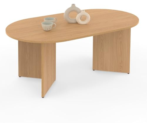 IDMarket - Ovaler Couchtisch Marthe 110 cm Holz in Buchenoptik